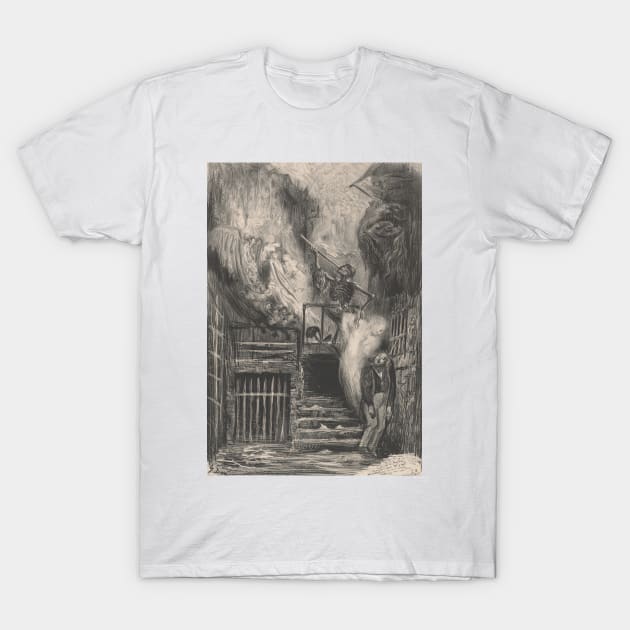 La Rue de la Vieille Lanterne - The Suicide of Gerard de Nerval by Gustave Dore T-Shirt by Classic Art Stall